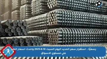 رسميًا.. استقرار سعر الحديد اليوم السبت 16-8-2025 وأحدث أسعار الطن على مستوى الأسواق